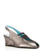 Thierry Rabotin Cheri Metallic Slingback Wedge Sandals