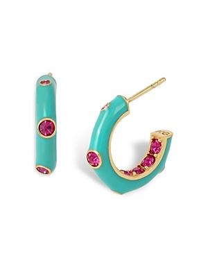 Kurt Geiger London Crystal & Enamel Hoop Earrings
