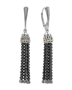 Lagos 18k Gold And Sterling Silver Caviar Icon Tassel Earrings With Hematite