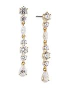 Nadri Prima Round & Pear Shape Cubic Zirconia Linear Drop Earrings In 18k Gold Plated