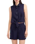 Vince Camuto Sleeveless Button Front Tie Waist Top