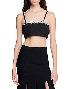 Sandro Cathy Embellished Crop Top