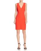 Milly Italian Cady Deep V Seamed Sheath Dress