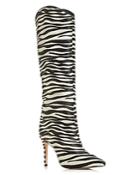 Schutz Women's Maryana Zebra Calf Hair Tall Pointed-toe Boots