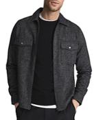 Reiss Noah Long Sleeve Drawn Finish Zip Front Overshirt