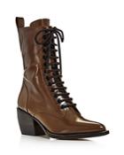 Chloe Women's Rylee Pointed Toe Leather Mid-heel Boots