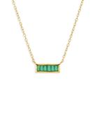 Rachel Reid 14k Yellow Gold Emerald Baguette Bar Necklace, 17