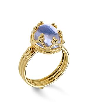 Temple St. Clair 18k Gold Crown Ring With Royal Blue Moonstone