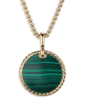 David Yurman Small Cable Disc Amulet In 18k Yellow Gold With Malachite