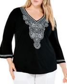 Nic+zoe Plus Summer Escape Embroidered Top