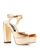 Sergio Rossi Women's Crackled Leather High Block-heel Platform Sandals