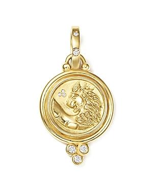 Temple St. Clair 18k Yellow Gold Lion Coin Diamond Pendant