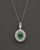 Emerald, Yellow Diamond And White Diamond Pendant Necklace In 14k White And Yellow Gold, 17 - 100% Exclusive