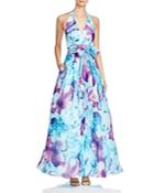 Carmen Marc Valvo Infusion Sleeveless Printed Gown