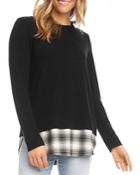 Karen Kane Plaid Layered Look Sweater