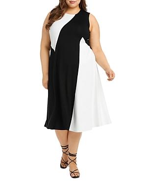 Karen Kane Plus Color Blocked Midi Dress