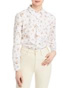T Tahari Blurred Floral Print Shirt