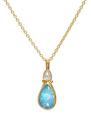 Gurhan 24k/22k/18k Yellow Gold Opal And Diamond Pendant Necklace, 16-18