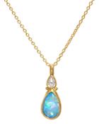 Gurhan 24k/22k/18k Yellow Gold Opal And Diamond Pendant Necklace, 16-18