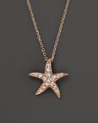 Diamond Starfish Pendant Necklace In 14k Rose Gold, .14 Ct. T.w.