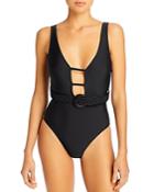 Solid & Striped The Beatrice Plunging Belted One-piece Swimsuit