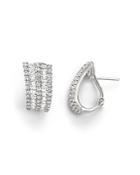 Diamond Round And Baguette Huggie Earrings In 14k White Gold, 2.0 Ct. T.w.