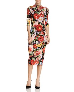 Alice + Olivia Delora Floral Print Midi Dress