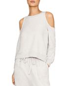 B New York French Terry Cold Shoulder Top