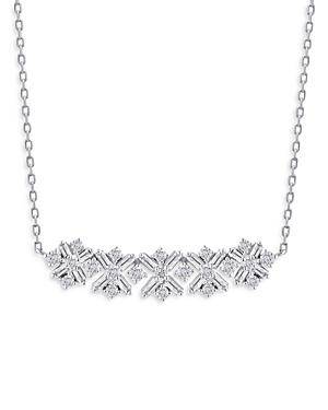 Bloomgindale's Round & Baguette Diamond Curved Bar Necklace In 14k White Gold, 0.50 Ct. T.w. - 100% Exclusive