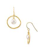 Argento Vivo Cultured Freshwater Pearl Circle Drop Earrings In 18k Gold-plated Sterling Silver