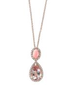 Bloomingdale's Morganite, Coral & Diamond Teardrop Pendant Necklace In 14k Rose Gold, 18 - 100% Exclusive