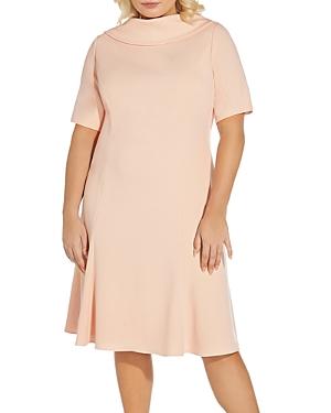 Adrianna Papell Plus Roll Collar Crepe Dress