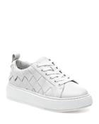 J/slides Women's Dede Large Weave Leather Platform Sneakers
