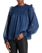Aqua Smocked Yoke Ruffled Jacquard Top - 100% Exclusive