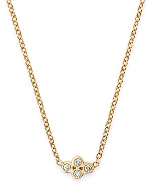 Zoe Chicco 14k Yellow Gold Tiny Quad Diamond Necklace, 16