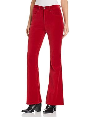 Rag & Bone/jean Bella Flared Velvet Jeans In Red