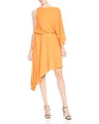 Halston Heritage One-sleeve Asymmetric Draped Dress