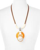 Marni Resin, Horn & Leather Pendant Necklace, 36