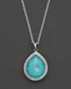 Ippolita Sterling Silver Stella Teardrop Pendant Necklace In Turquoise Doublet With Diamonds, 16
