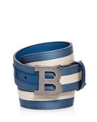 Bally Stripe & Leather Reversible Belt