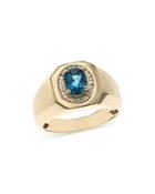 Bloomingdale's London Blue Topaz & Diamond Men's Ring In 14k Yellow Gold - 100% Exclusive