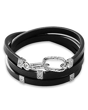 John Hardy Men's Sterling Silver Classic Chain Vegan Leather Triple Wrap Bracelet