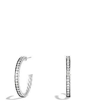 David Yurman Sculpted Cable Large Hoop Earrings With Diamonds