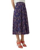 Karen Millen Pleated Botanical Silk Midi Skirt