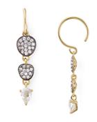 Nadri White Topaz Drop Earrings In 18k Gold & Ruthenium Plated Sterling Silver