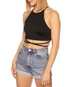 Susana Monaco Cropped Lace Up Back Halter Top