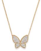 Roberto Coin 18k Yellow Gold Diamond Butterfly Pendant Necklace, 16