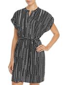T Tahari Short Sleeve Printed Tie Waist Dress