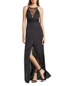 Bcbgeneration Lace-detailed Satin Gown