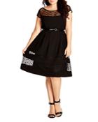 City Chic Lace Inset Fit And Flare Dress